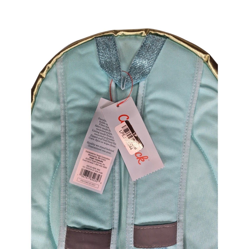 Cat & Jack Girls Sequin Checkerboard Backpack Gold Teal Metallic School Bag NEW - Picture 4 of 7